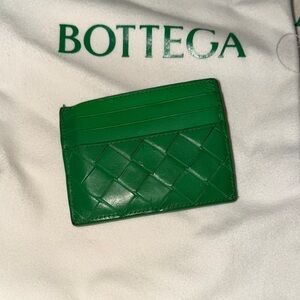 Bottega Green Leather Card Holder